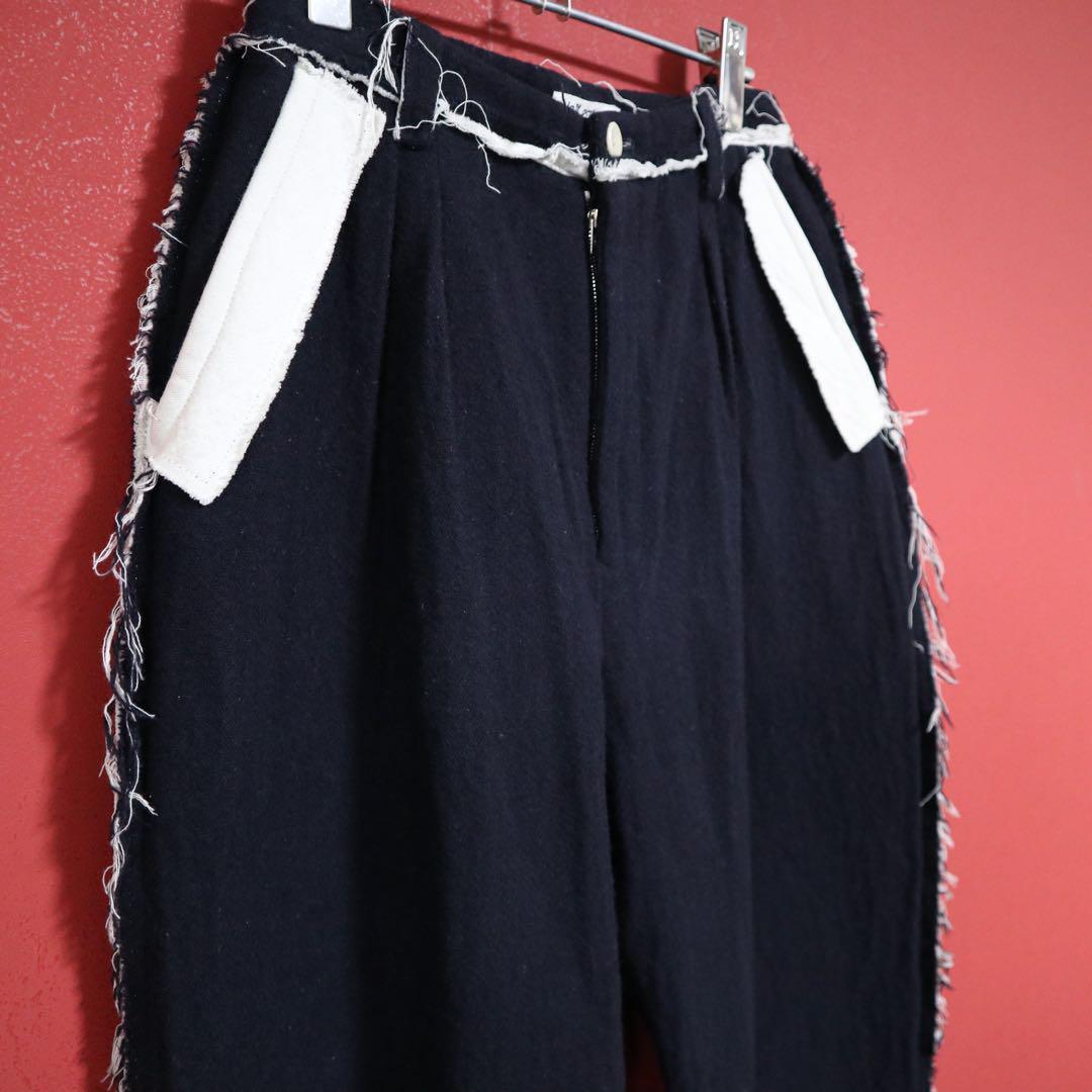 mina perhonen Navy Frayed Wide Slacks Size 36