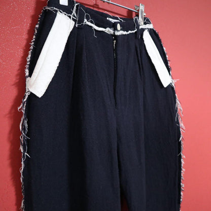 mina perhonen Navy Frayed Wide Slacks Size 36