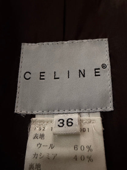 CELINE AW92 Wool Cashmere Tailored Dark Brown Blazer