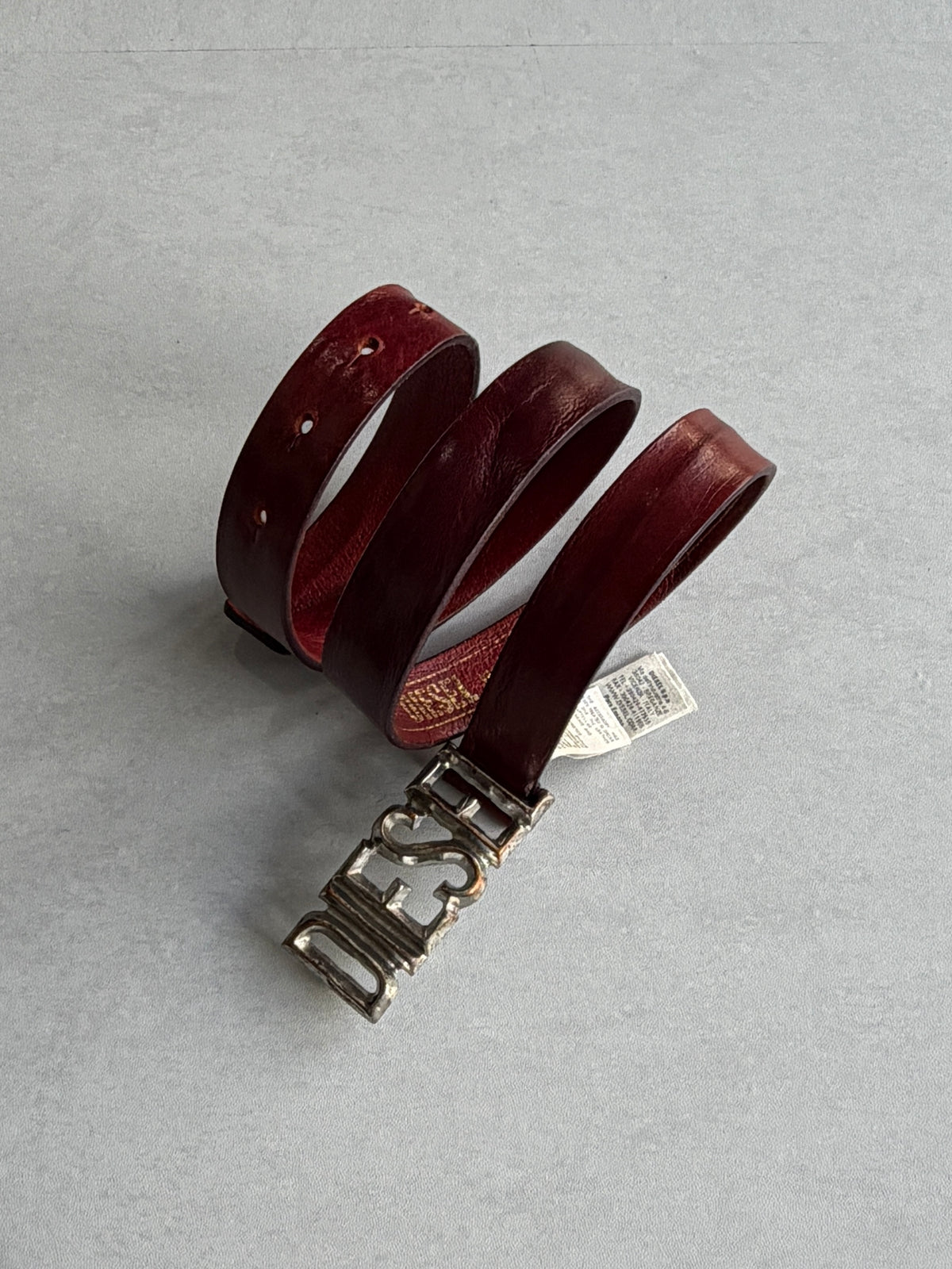 DIESEL Logo Buckle Leather Belt Size 80