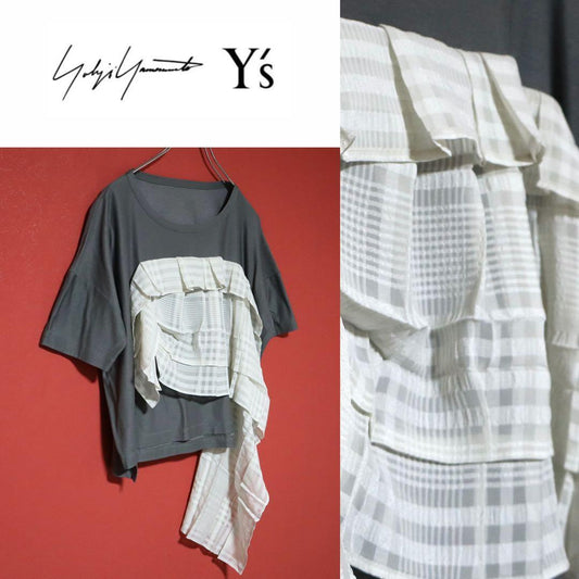 Y's Reconstructed Frill T-Shirt Size 2