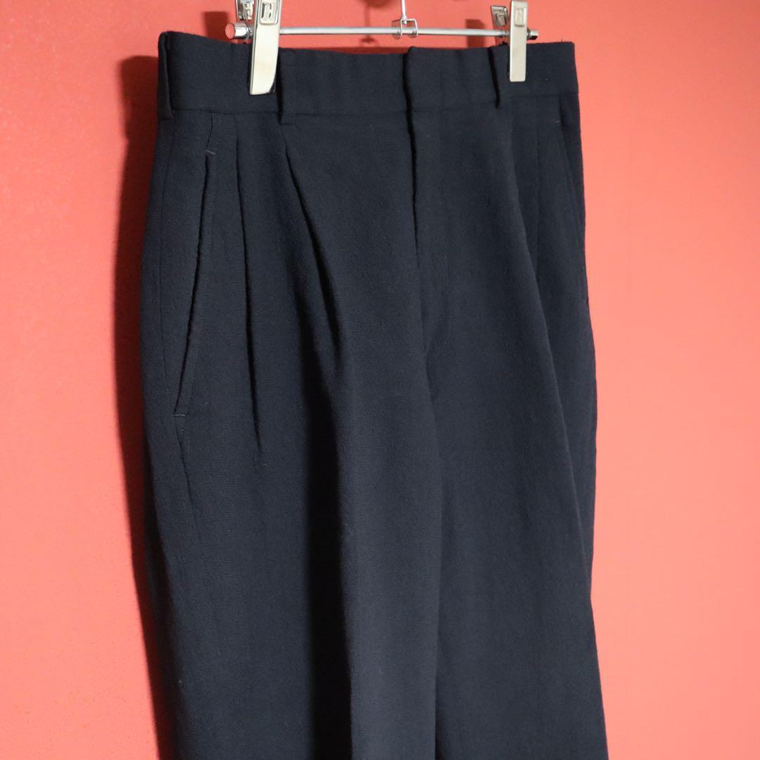 Issey Miyake Two-Pleat Wool Wide Slacks Blue Size 77