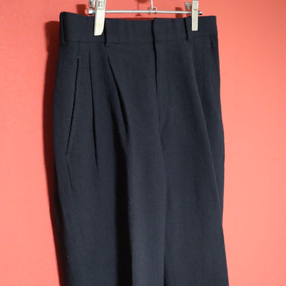 Issey Miyake Two-Pleat Wool Wide Slacks Blue Size 77