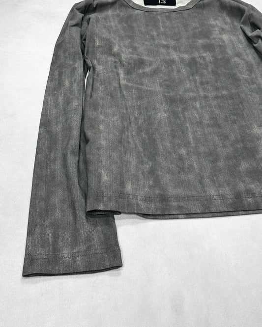 Yohji Yamamoto Stretch Nylon Mix Ink Gray Long Sleeve T-Shirt Size 2