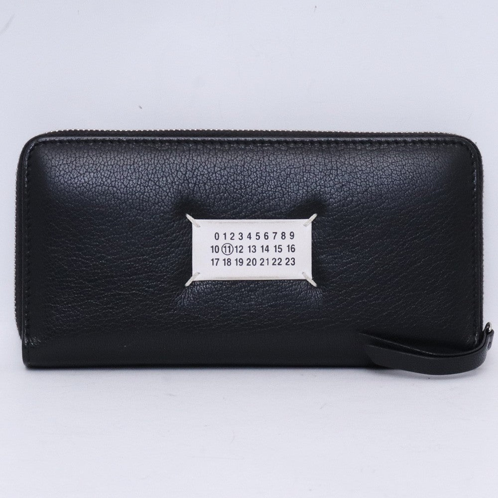 Maison Margiela Tag Leather Zip Around Wallet Black Size F