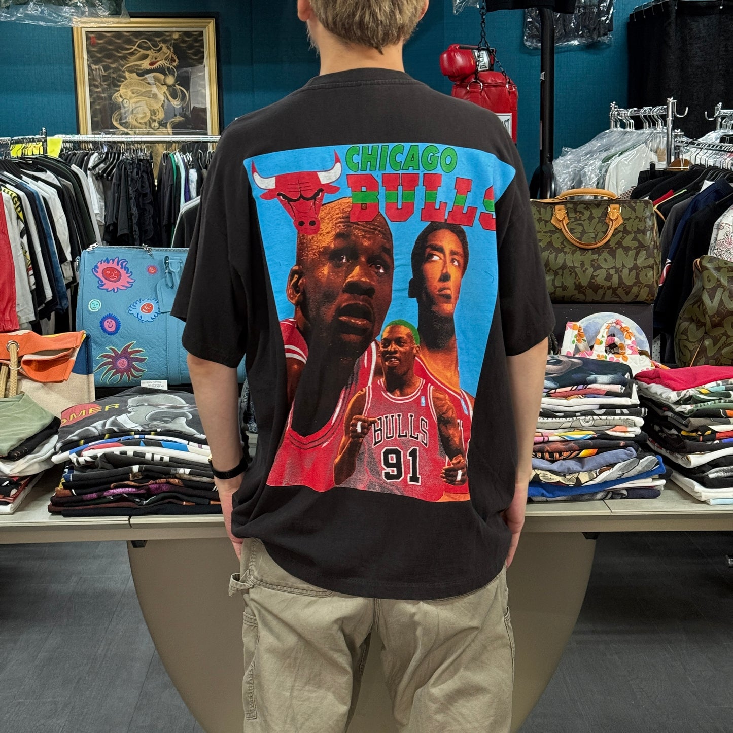 CHICAGO BULLS 90s Jordan Pippen Rodman Rap T-Shirt Size XXL