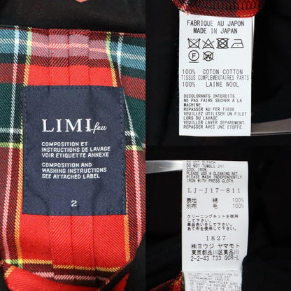 LIMI feu 23AW Layered Check Double Coat Black Size 2