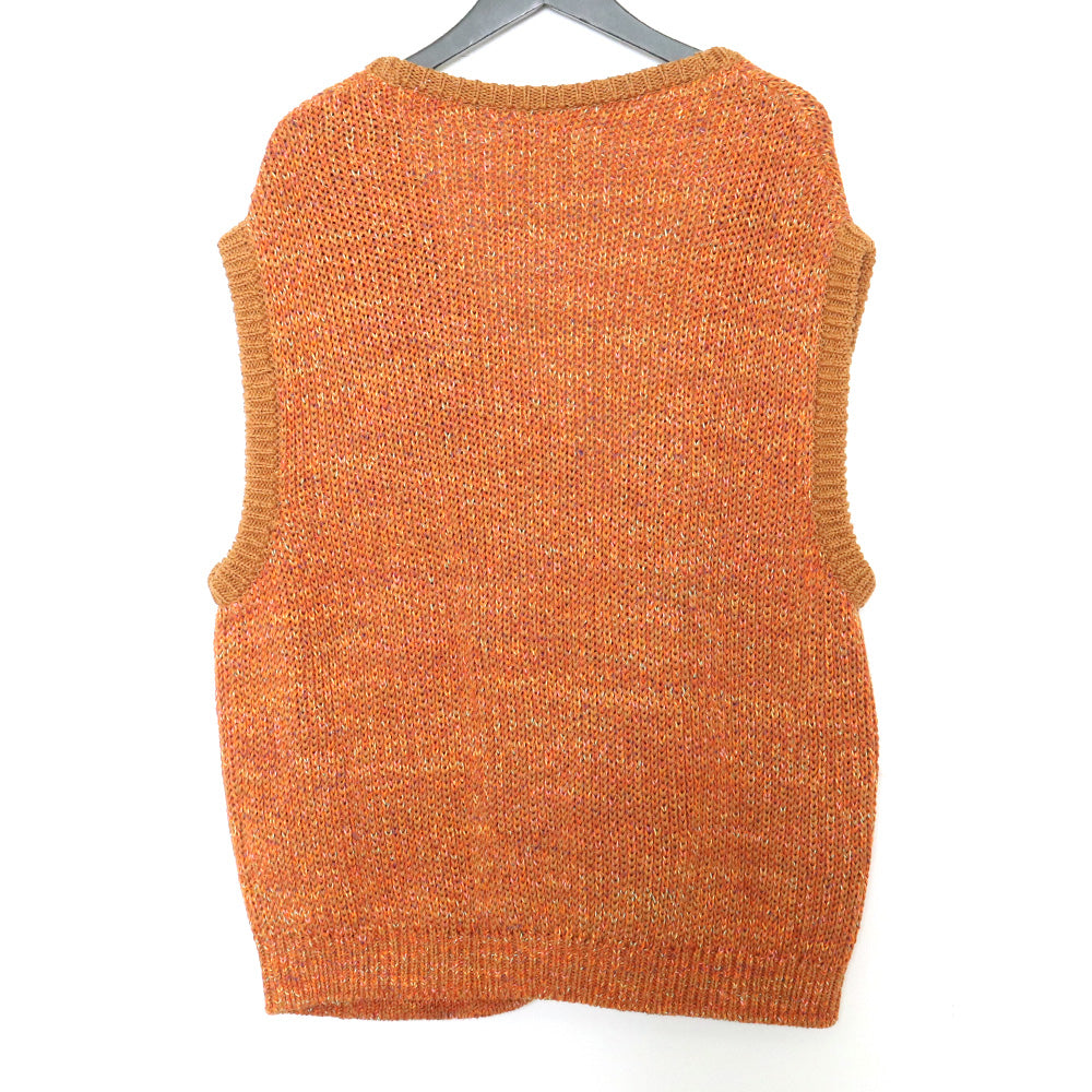 ENCOMING 23SS Knitted Asymmetric Vest Orange Size M