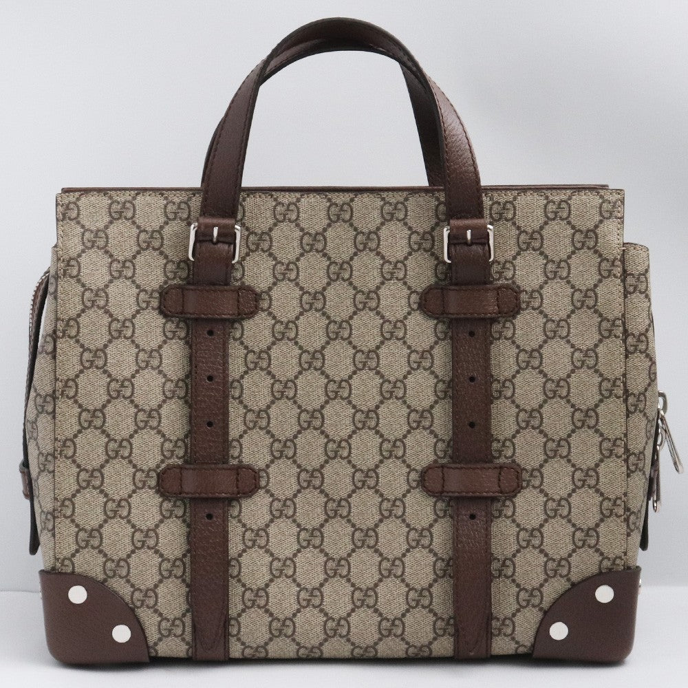 GUCCI GG Supreme Leather Tote Bag Beige Brown Size F
