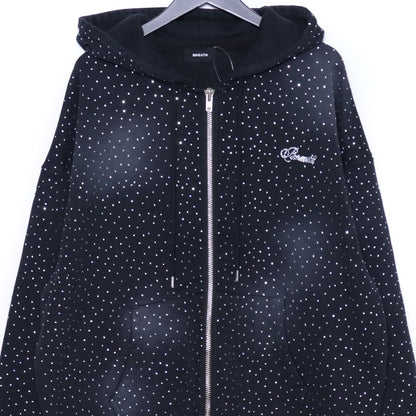 BREATH 25AW SCRIPT LOGO FADE RHINESTONE HOODIE Black Size L