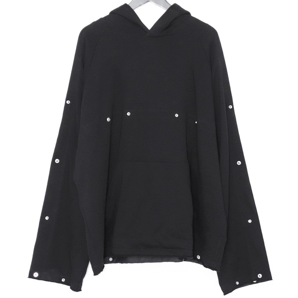 ALMOSTBLACK Button Adjust Pullover Hoodie Black Size 2