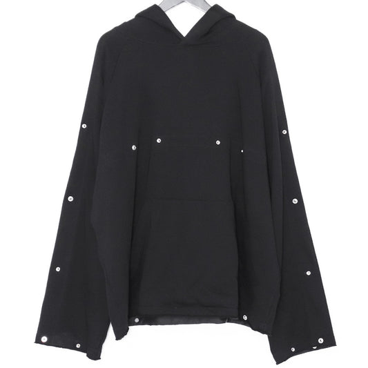 ALMOSTBLACK Button Adjust Pullover Hoodie Black Size 2