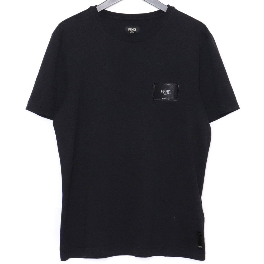 FENDI Logo Label Cotton T-Shirt Black Size L