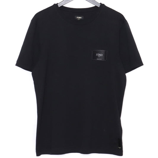 FENDI Logo Label Cotton T-Shirt Black Size L