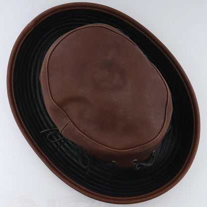 HERMES MOTSCH Leather Bucket Hat Brown Size 56
