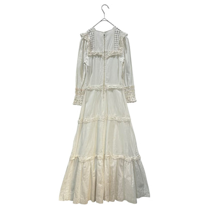 Euro vintage 40s Lace Cotton Long Dress