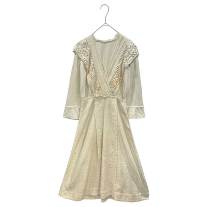 Euro antique 20s Shoulder Lace Dress White