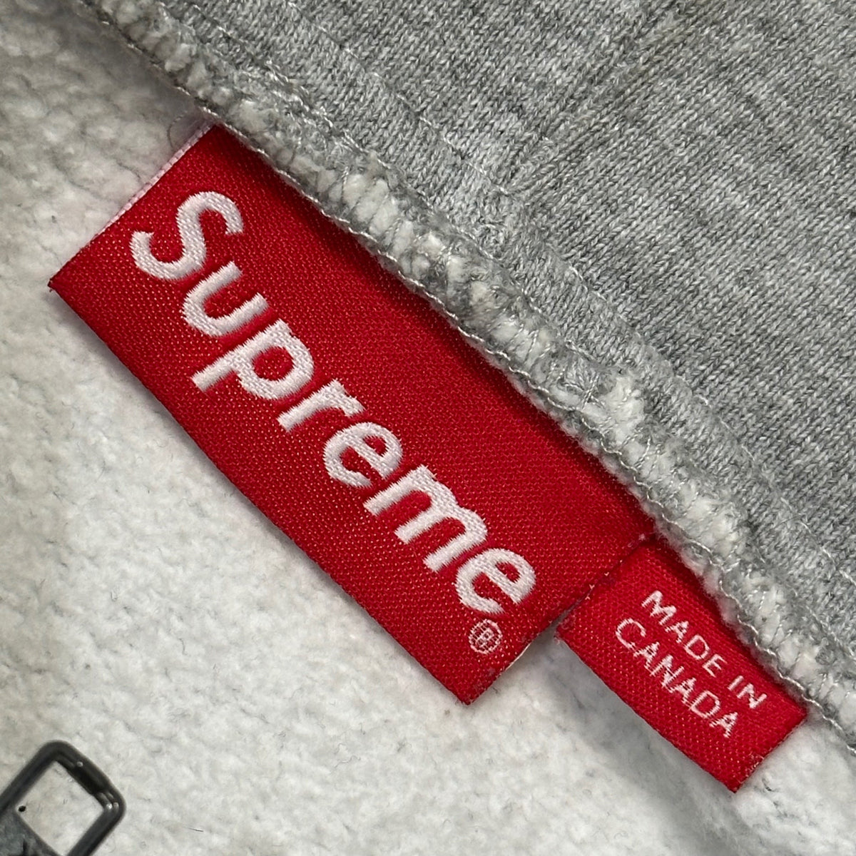 SUPREME 15AW Felt Hooded Logo Zip Hoodie Light Gray Size S
