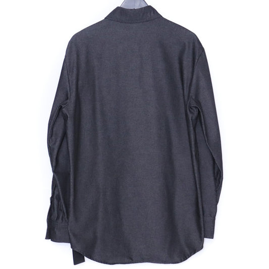 RAF SIMONS 23SS Oversized Leather Patch Shirt Black Size S