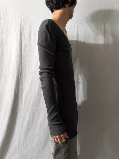 addaptation Ribbed Deep V-Neck Long Sleeve