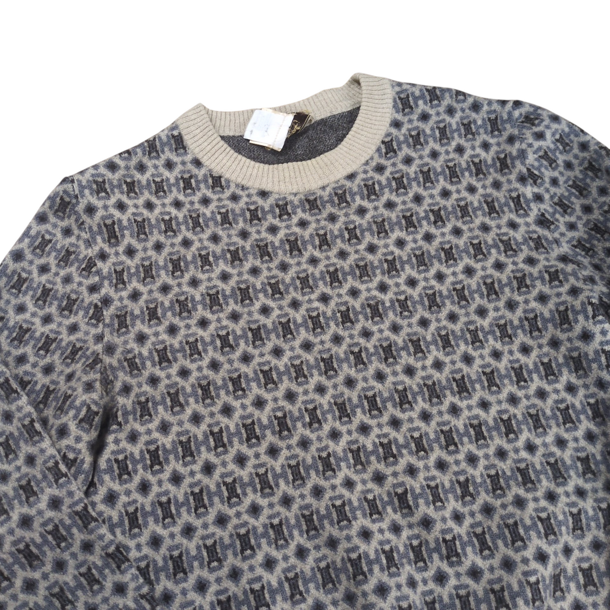HERMES All Over H Logo Wool Sweatshirt Gray Size L