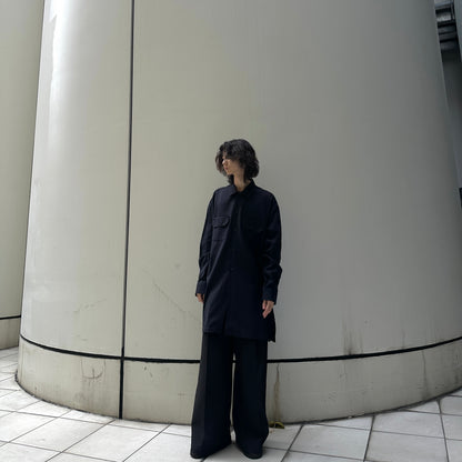 Acne Studios Dark Navy Wool Overcoat Shirt Chest Pockets Coat Size 46