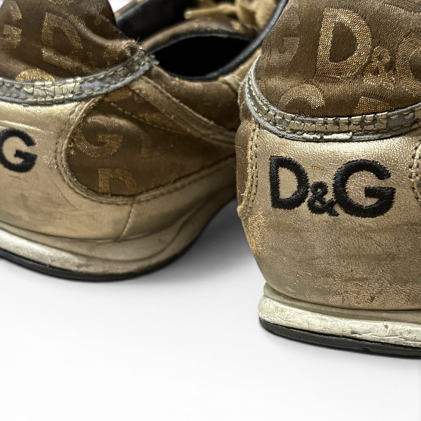 Vintage 00s Dolce&Gabbana SWAN Gold Sneakers