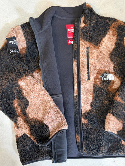 Supreme TNF Bleached Denim Fleece Jacket Black Size L