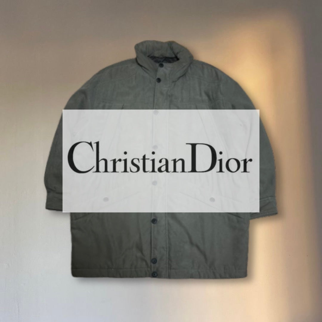 Christian Dior Khaki Military Quilted Hooded Coat