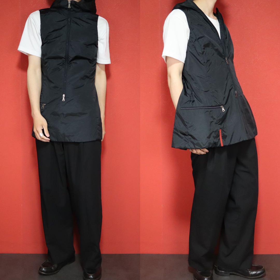 Prada Nylon Hooded Half-Zip Vest with Back Hole Size 44