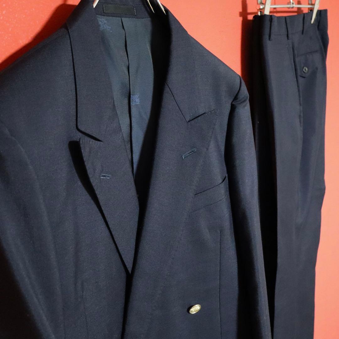 Burberrys 90s Wool Mohair Gold Button DB Suit Jacket