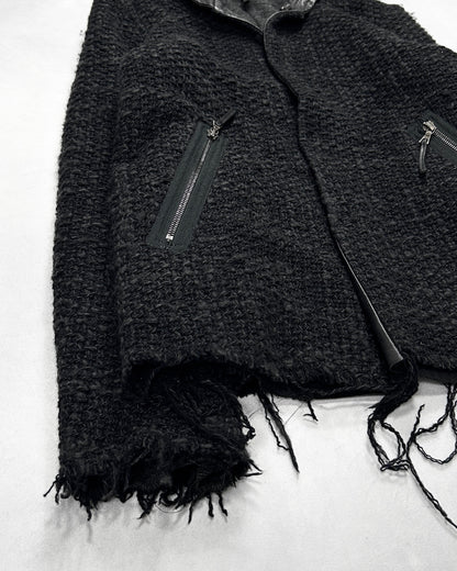 Isamu Katayama Backlash Black Tweed Fringe Jacket Size 1