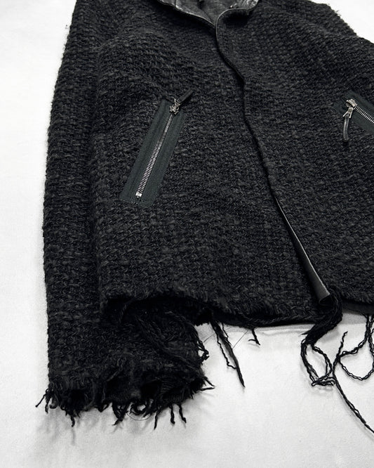 Isamu Katayama Backlash Black Tweed Fringe Jacket Size 1