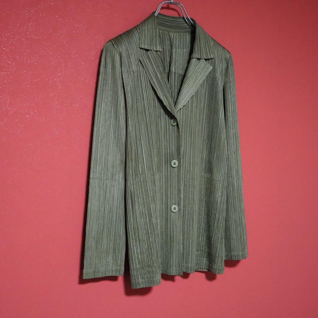 PLEATS PLEASE 08AW Pleated Tailored Blazer Green Size 3