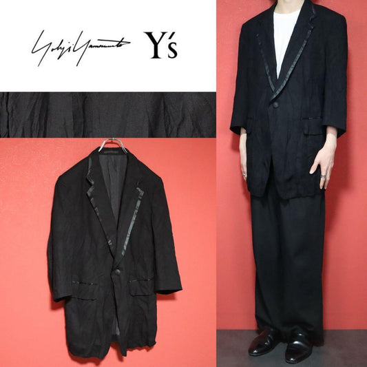 Yohji Yamamoto Black Silk Paneled Crinkled Tailored Size 3
