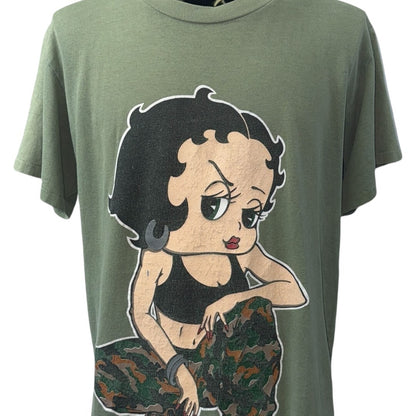Betty Boop 90s Vintage "GIRLS RULE!" Khaki T-Shirt Size L