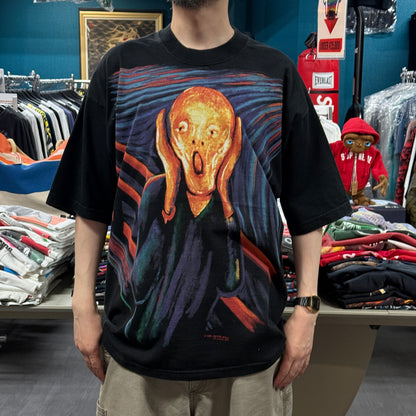 EDVARD MUNCH 90s Liquid Blue The Scream T-Shirt Blue Size XL