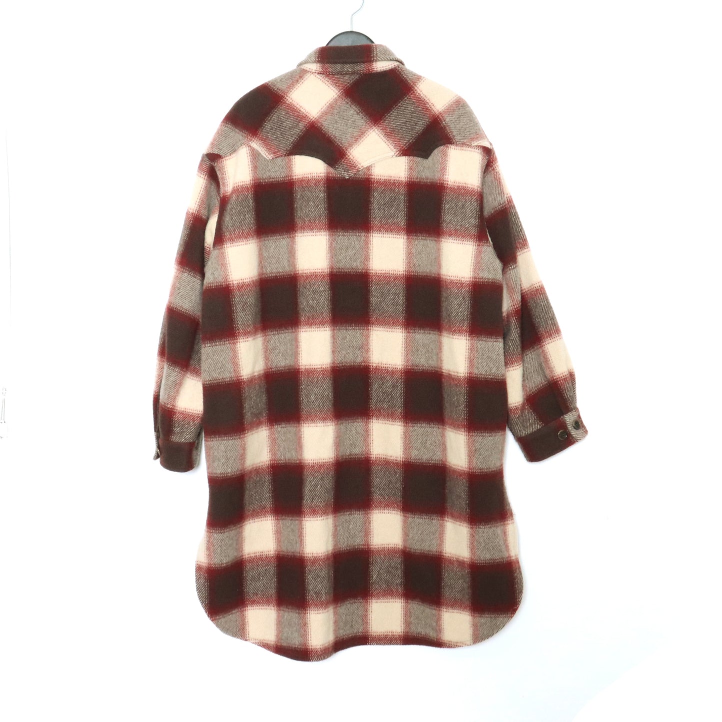 IROQUOIS Mule Flannel Check Coat Brown Size 2