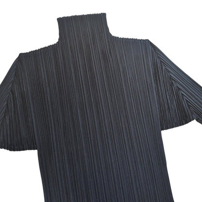 PLEATS PLEASE ISSEY MIYAKE Black High Neck Long Sleeve Shirt Size 3