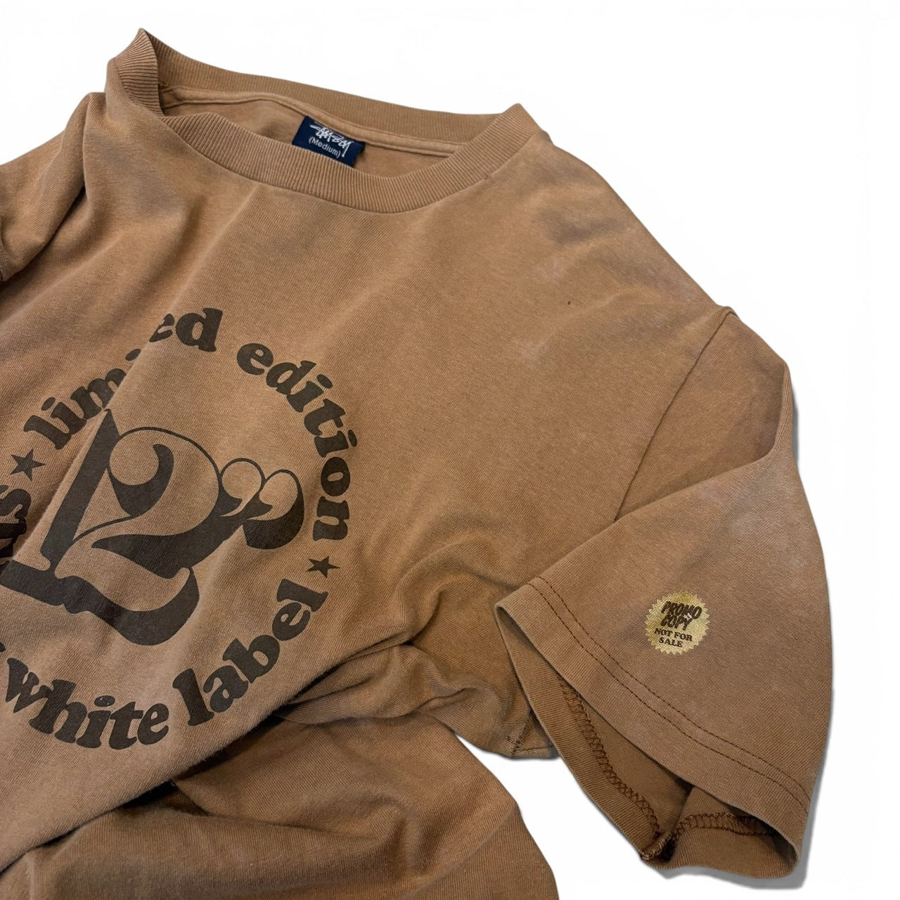 Vintage 90s Stussy Brown Promo Copy T-Shirt Size M