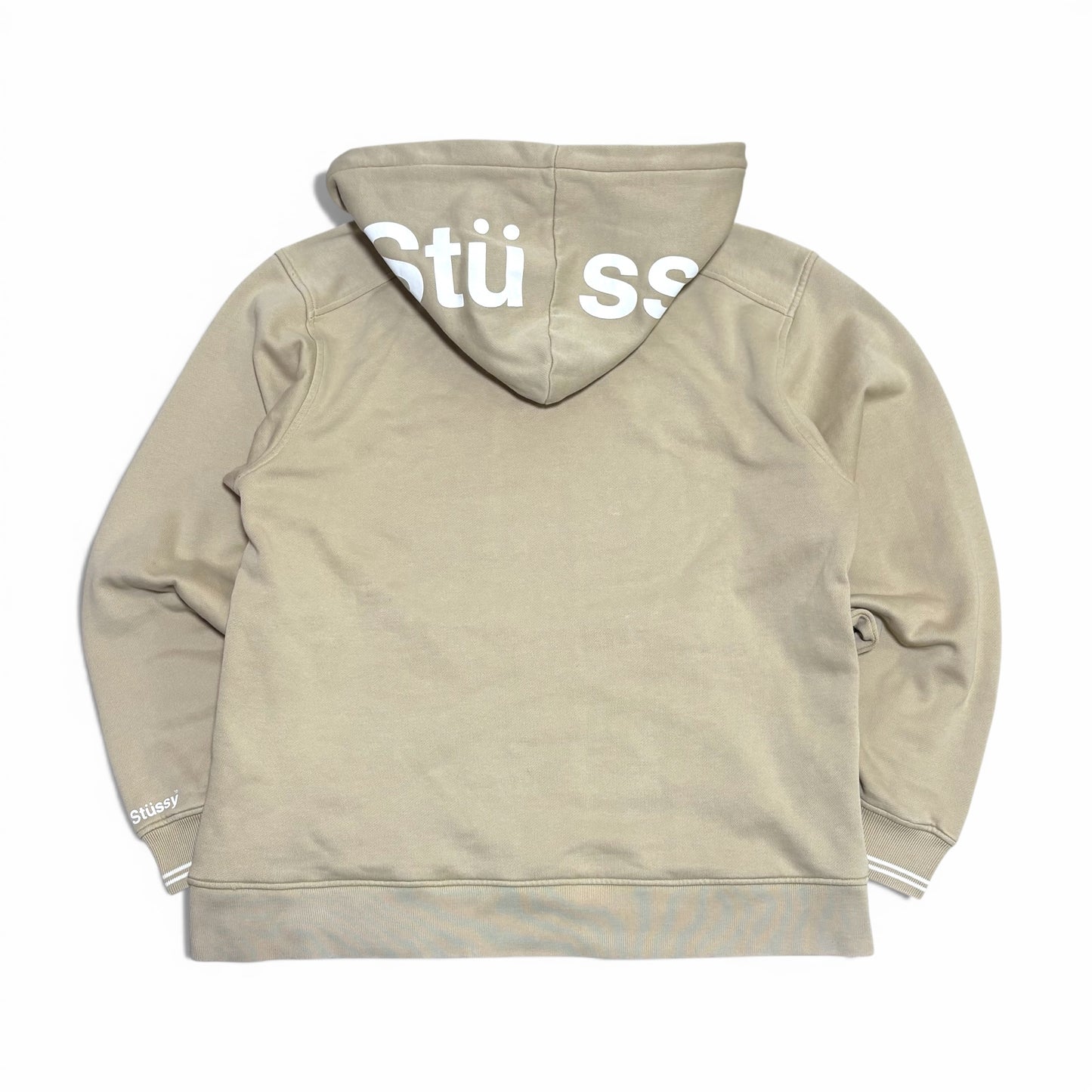 Vintage 00's Stussy Half Zip Hoodie Beige Size M