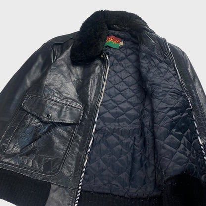 OAKTON 80s Leather Jacket Black Size L
