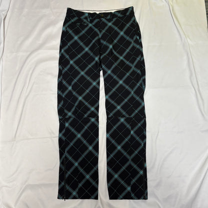 Allege. AW19 Black Blue Check Wool Gathered Pants Size 2