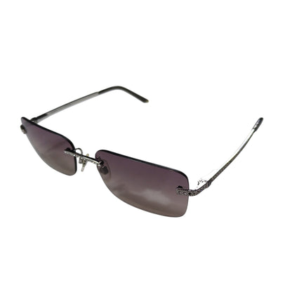 CHANEL Light Stone Rimless Silver Frame Sunglasses