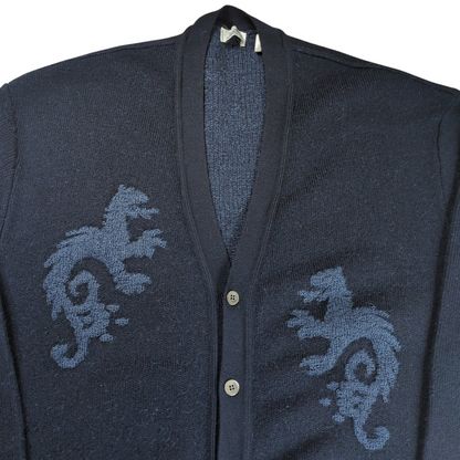 Hermes Twin Dragon Motif Oversized Cardigan Size L