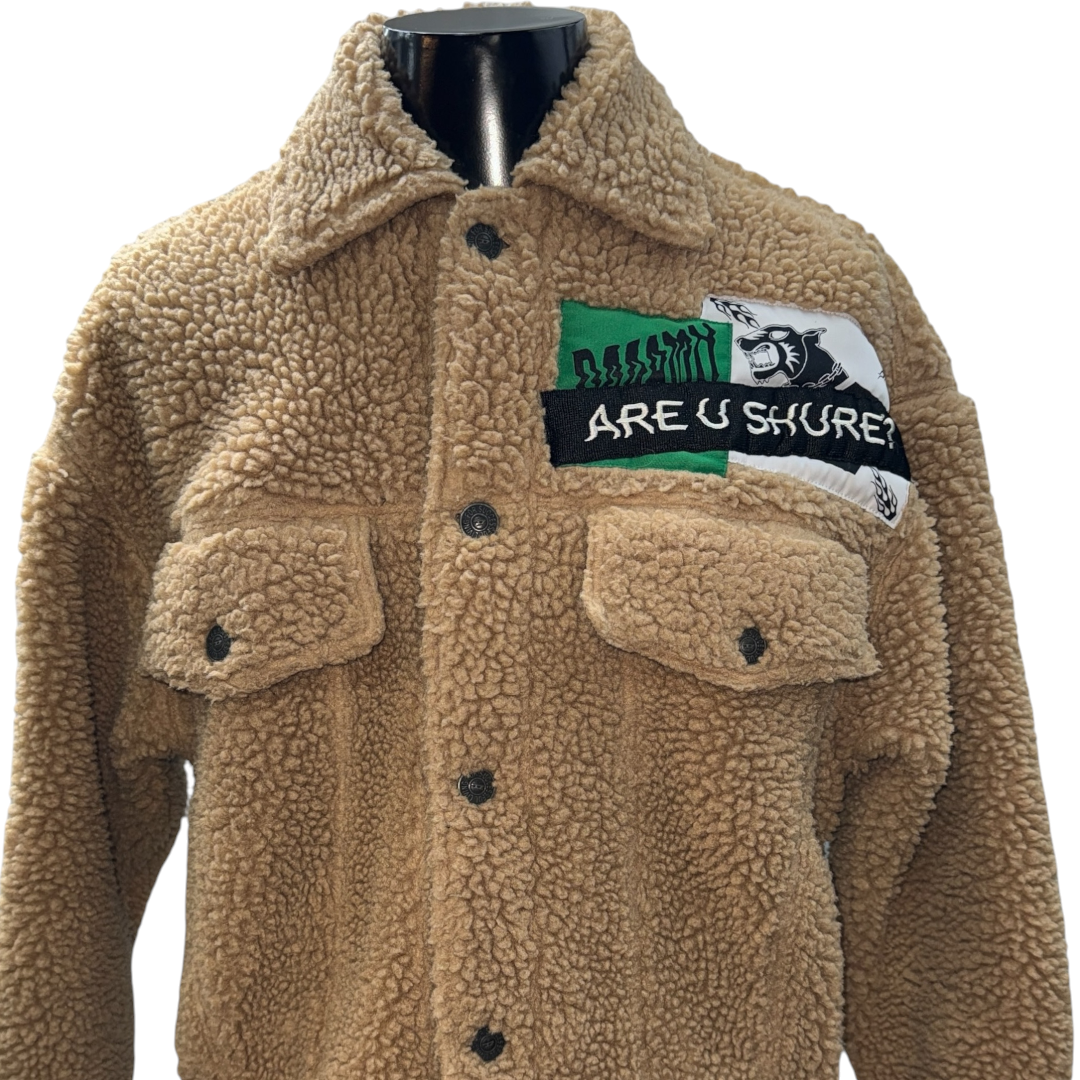 DIESEL Patchwork Boa Fleece Jacket Check Lining Size XS