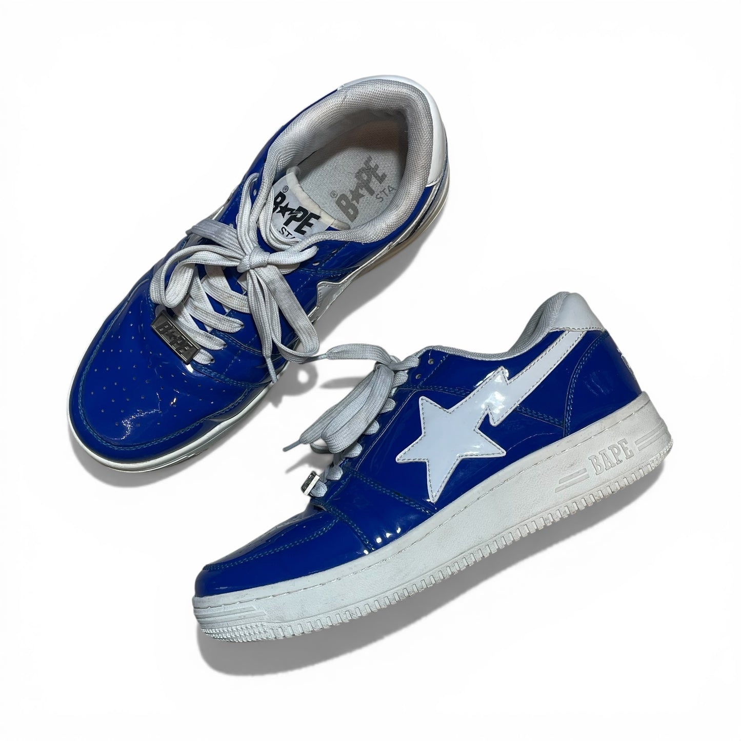 Japanese Brand BAPESTA Blue Patent Sneakers Size 8.5