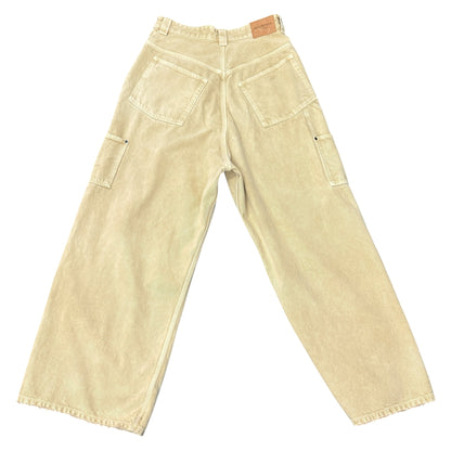BALENCIAGA Washed Beige Double Knee Baggy Pants Size XS