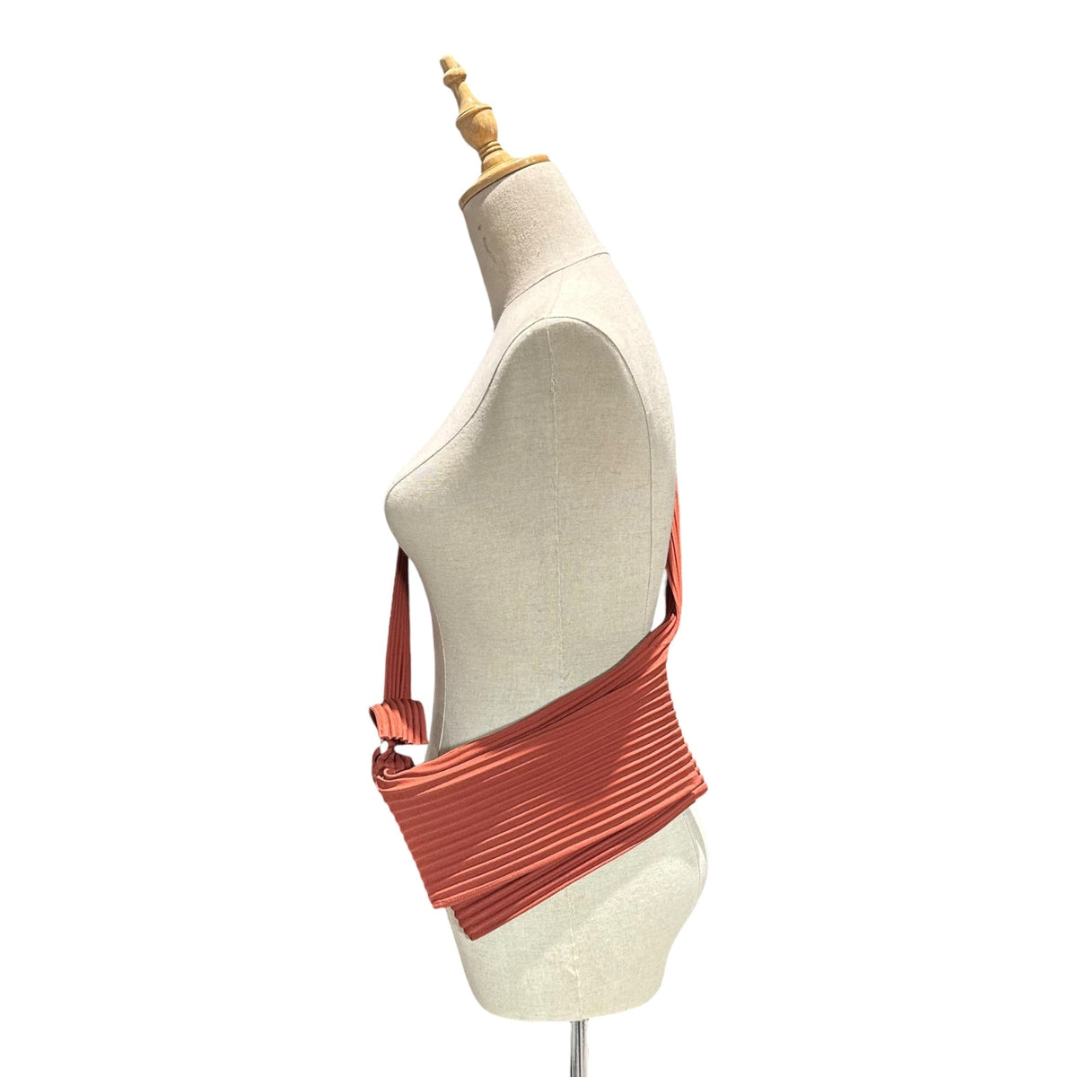 PLEATS PLEASE Pleated Shoulder Bag Brick Color Size FREE