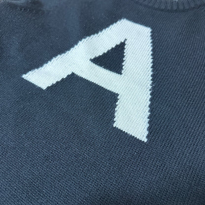 Armani Exchange Black Wool Logo Crewneck Sweater